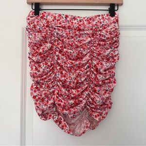 Painted Threads (M) Ruched Ditsy Floral Print Red/Pink High Waist Mini Skirt